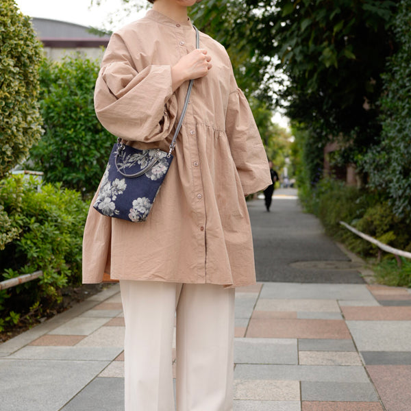 [etoffe] Pochette LINEN ROSE NAVY/ GREEN