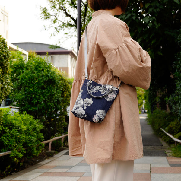 [etoffe] Pochette LINEN ROSE NAVY/ GREEN